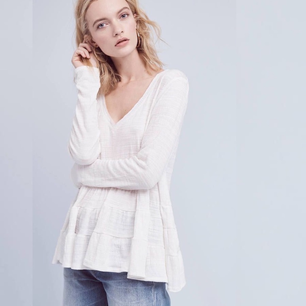 Anthropologie Deletta Thea Ruffled Peplum Top Medium